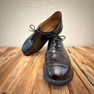 Mephisto Mobils Black Croc Embossed Leather Oxford Shoes Comfort Womens Sz 7